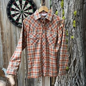 Rare Vintage 70s Levi’s Wildfire Plaid Pearl Snap Button Down.